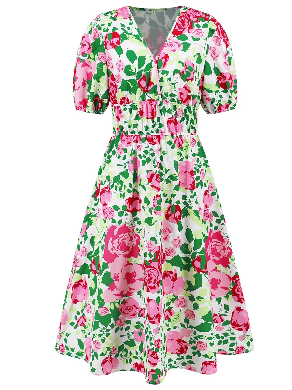 🌸 Ruched Printed Surplice Short Sleeve Dress 🌸