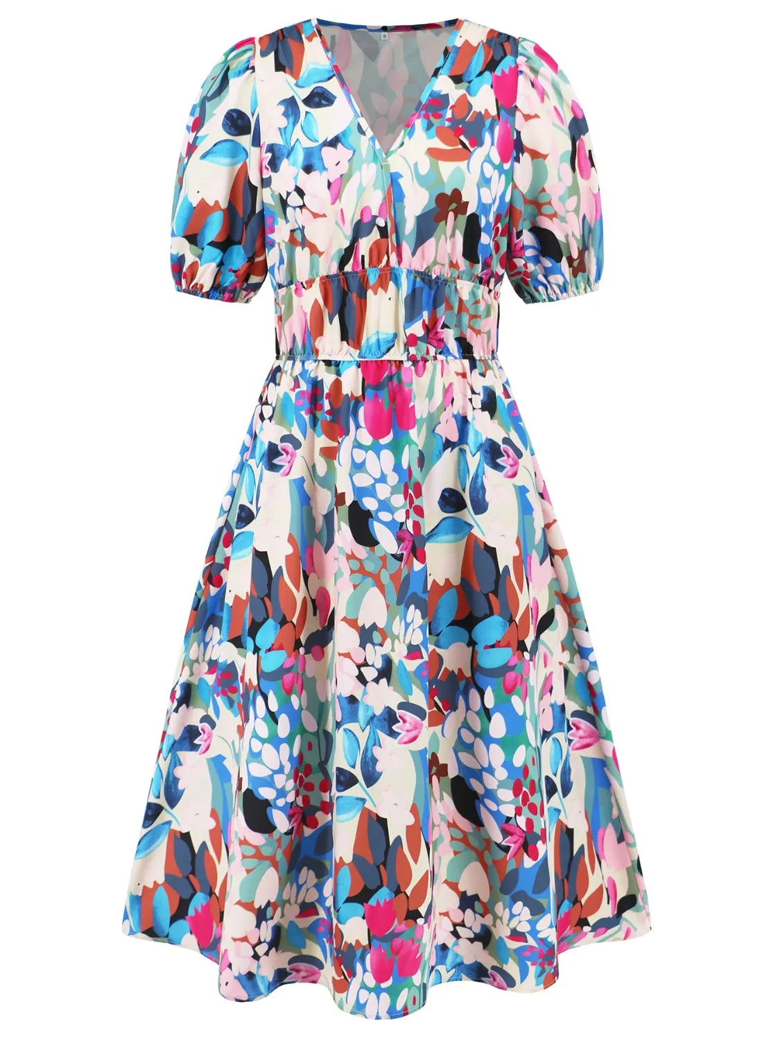 🌸 Ruched Printed Surplice Short Sleeve Dress 🌸