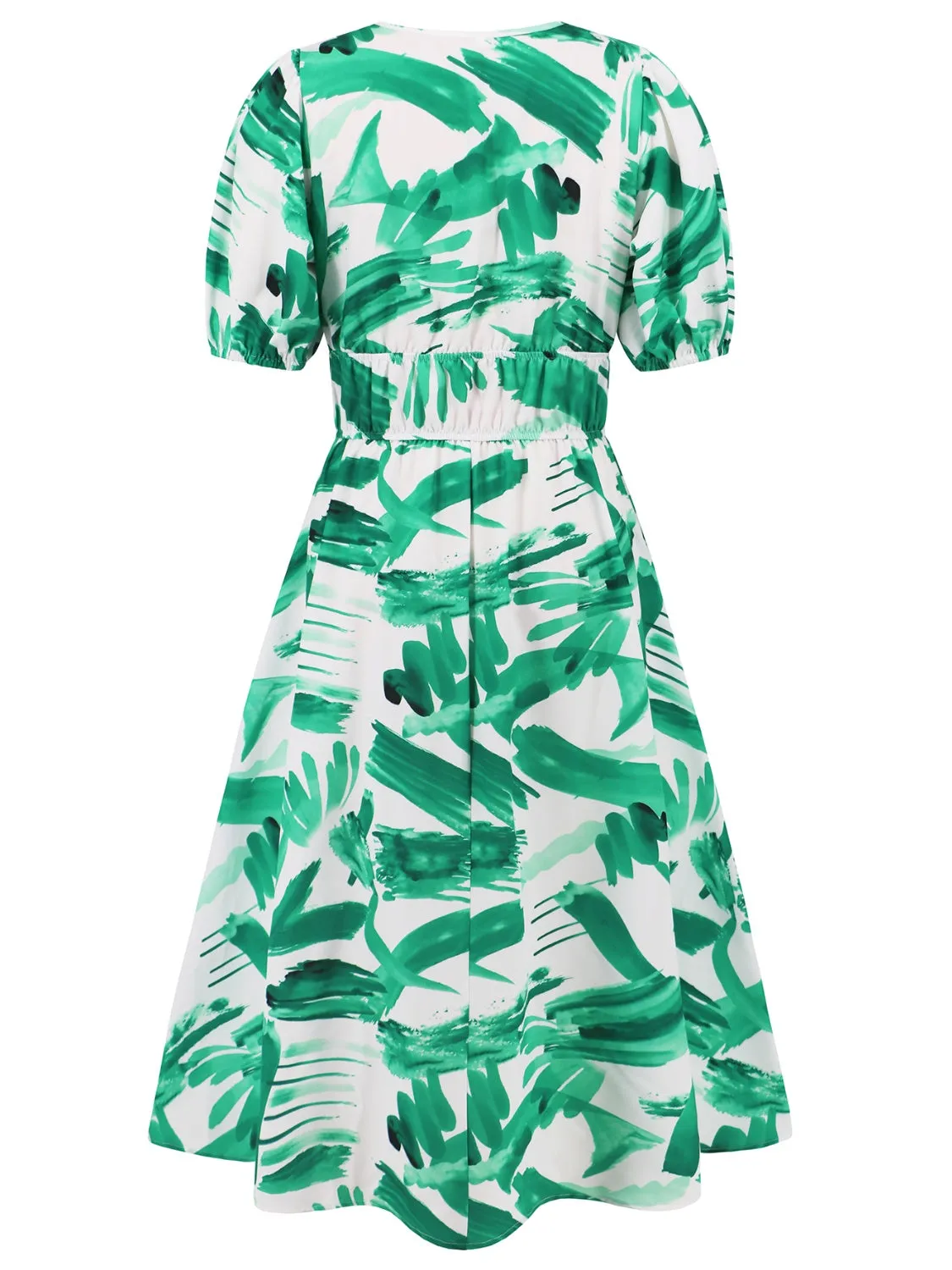 🌸 Ruched Printed Surplice Short Sleeve Dress 🌸