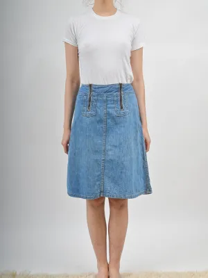 1970s Wrangler Double Zipper Denim Skirt