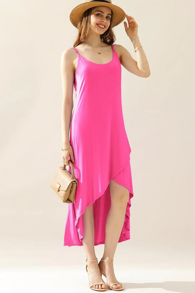 2 LAYER UNBALANCE HIGH-LOW MAXI DRESS