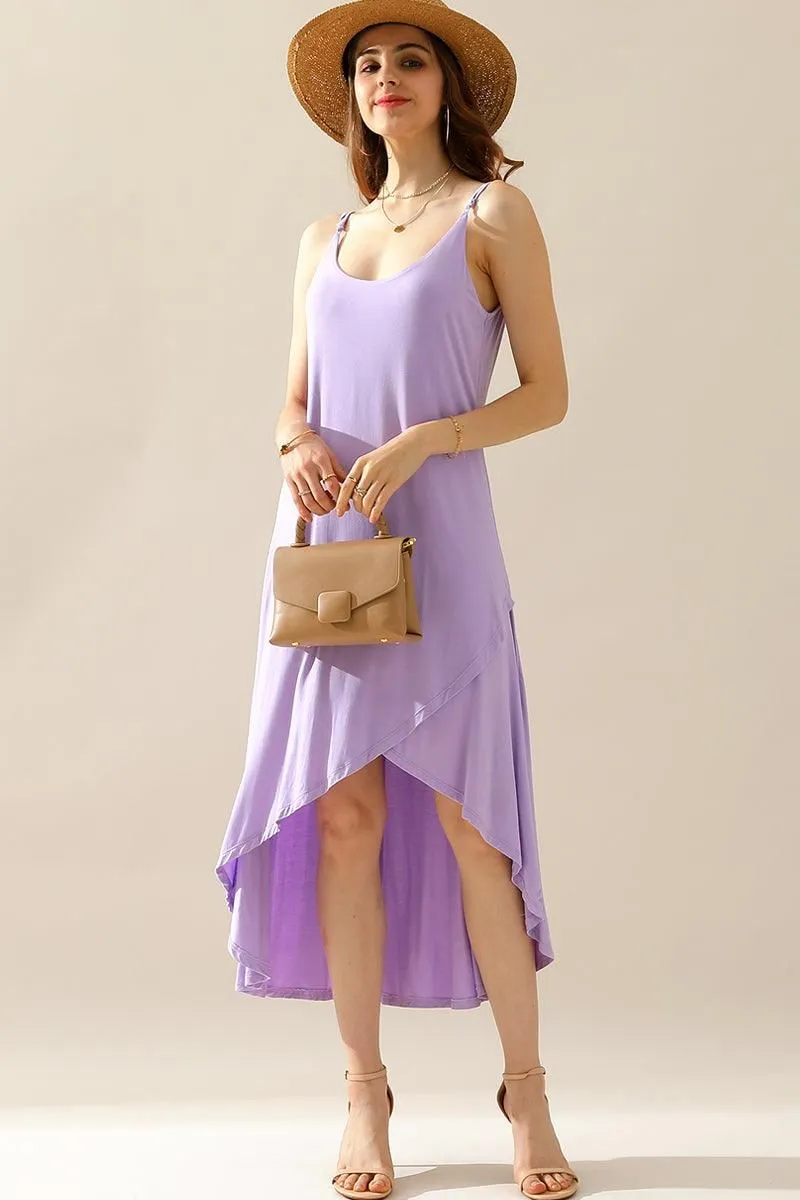 2 LAYER UNBALANCE HIGH-LOW MAXI DRESS