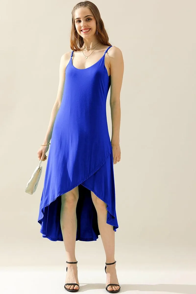 2 LAYER UNBALANCE HIGH-LOW MAXI DRESS