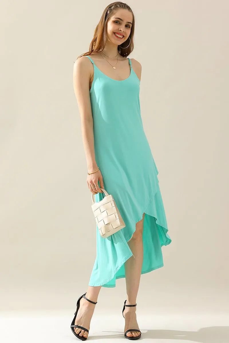 2 LAYER UNBALANCE HIGH-LOW MAXI DRESS