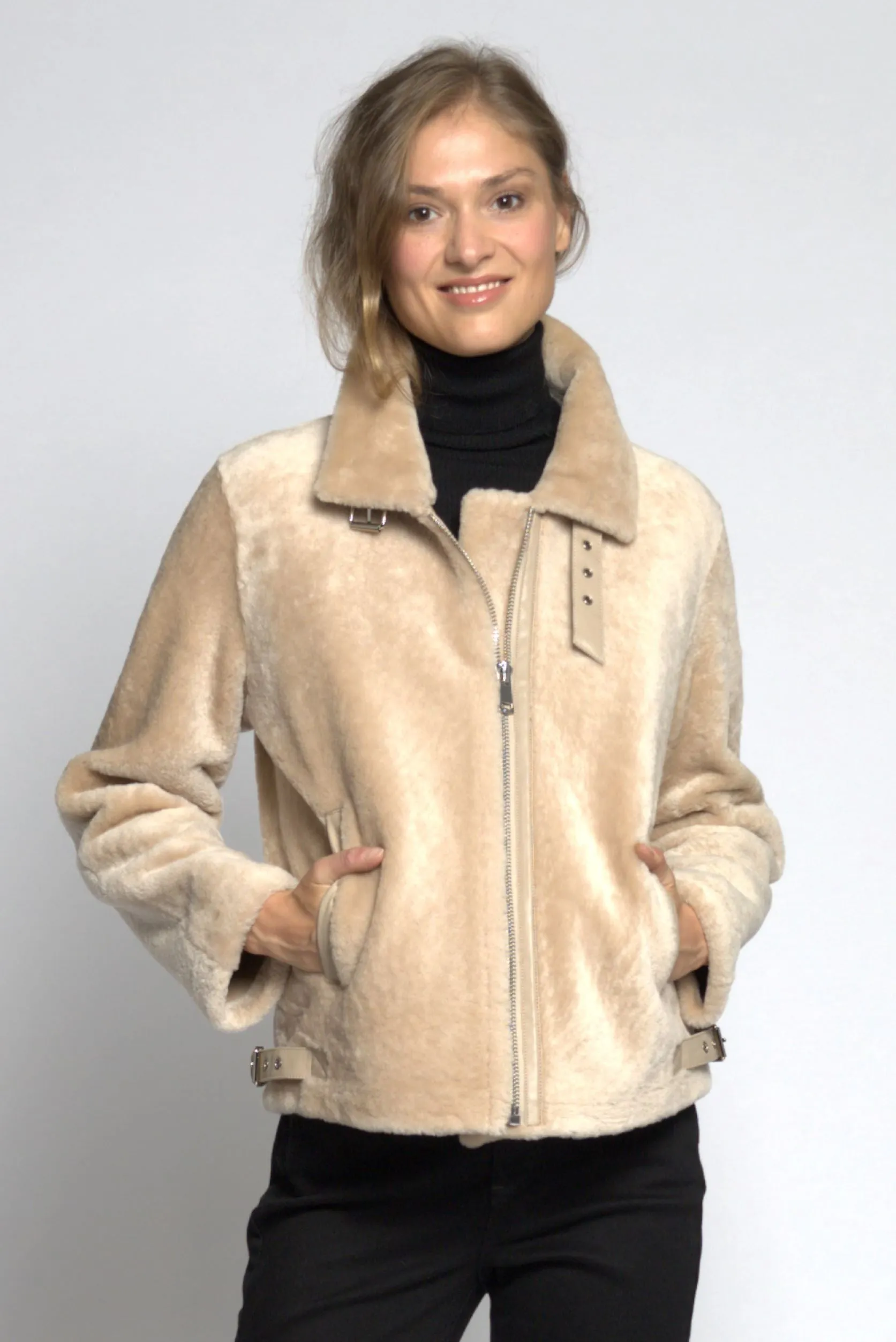 #372 Genuine Shearling Classic Flight Jacket  PLUS SIZES ONLY  $350