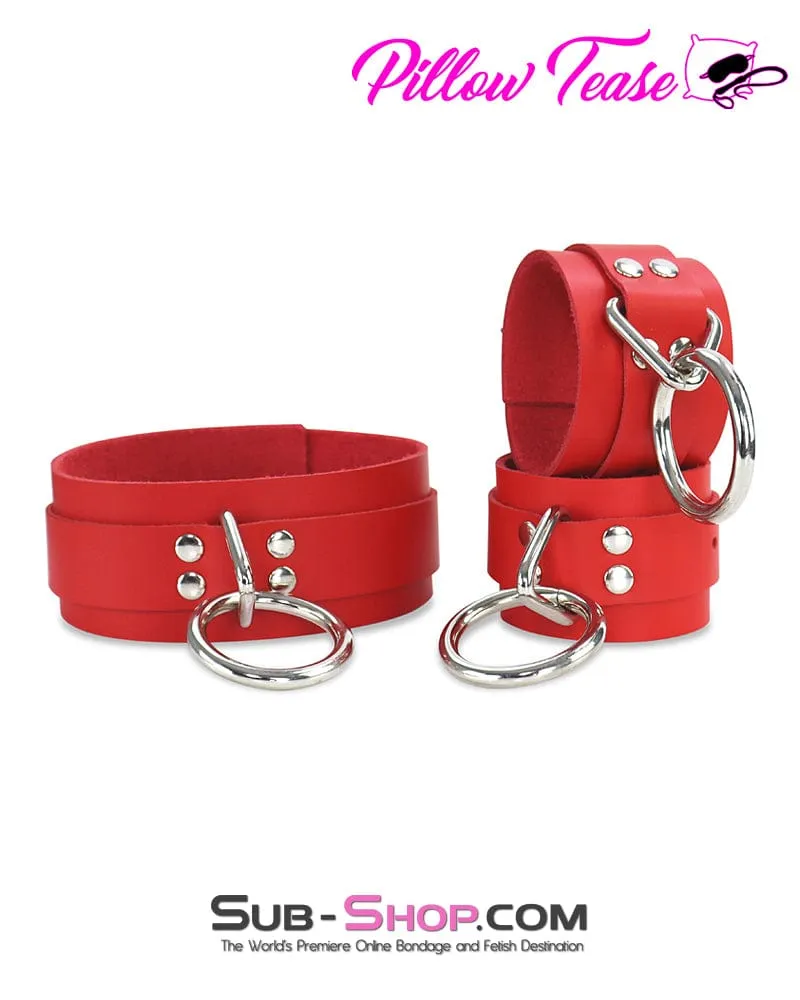 9082A      <b>BOGO!</b> Hand Crafted Leather Red Fantasy Bondage Collar