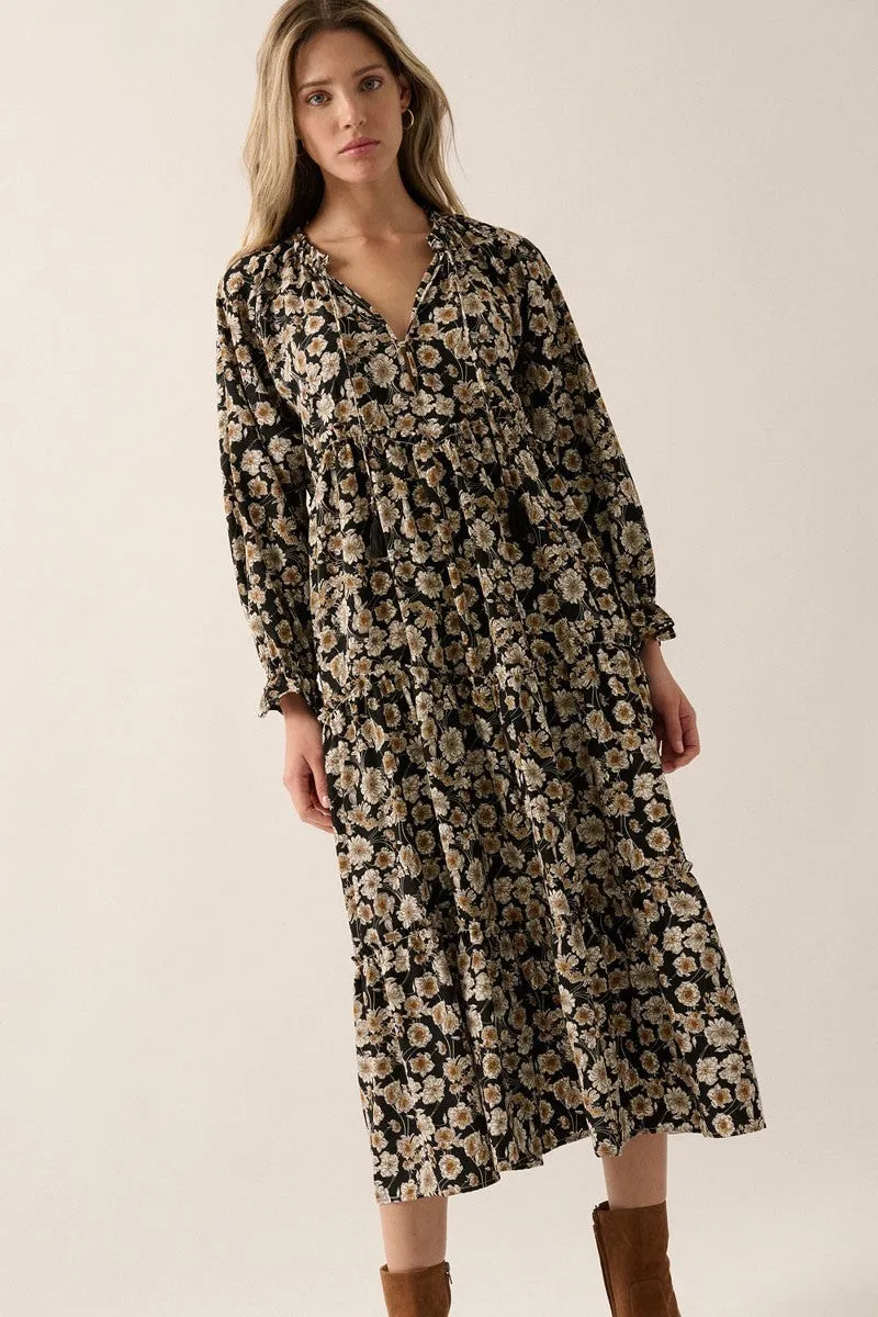 A Floral Print, Midi Dress