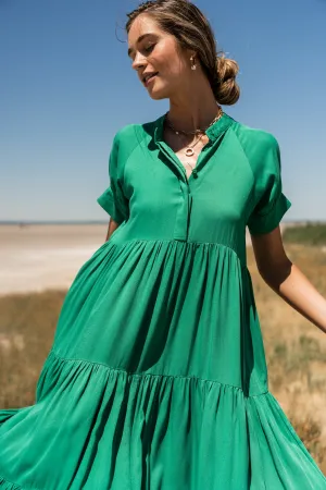 Amanda Tiered Dress in Green - FINAL SALE