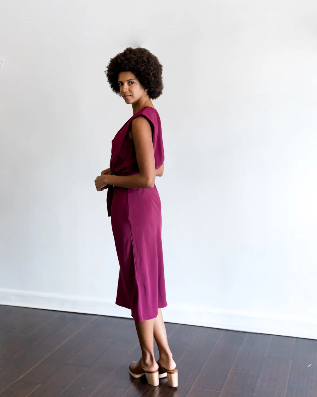 Amanda Uprichard Lamarca Midi Dress in Syrah