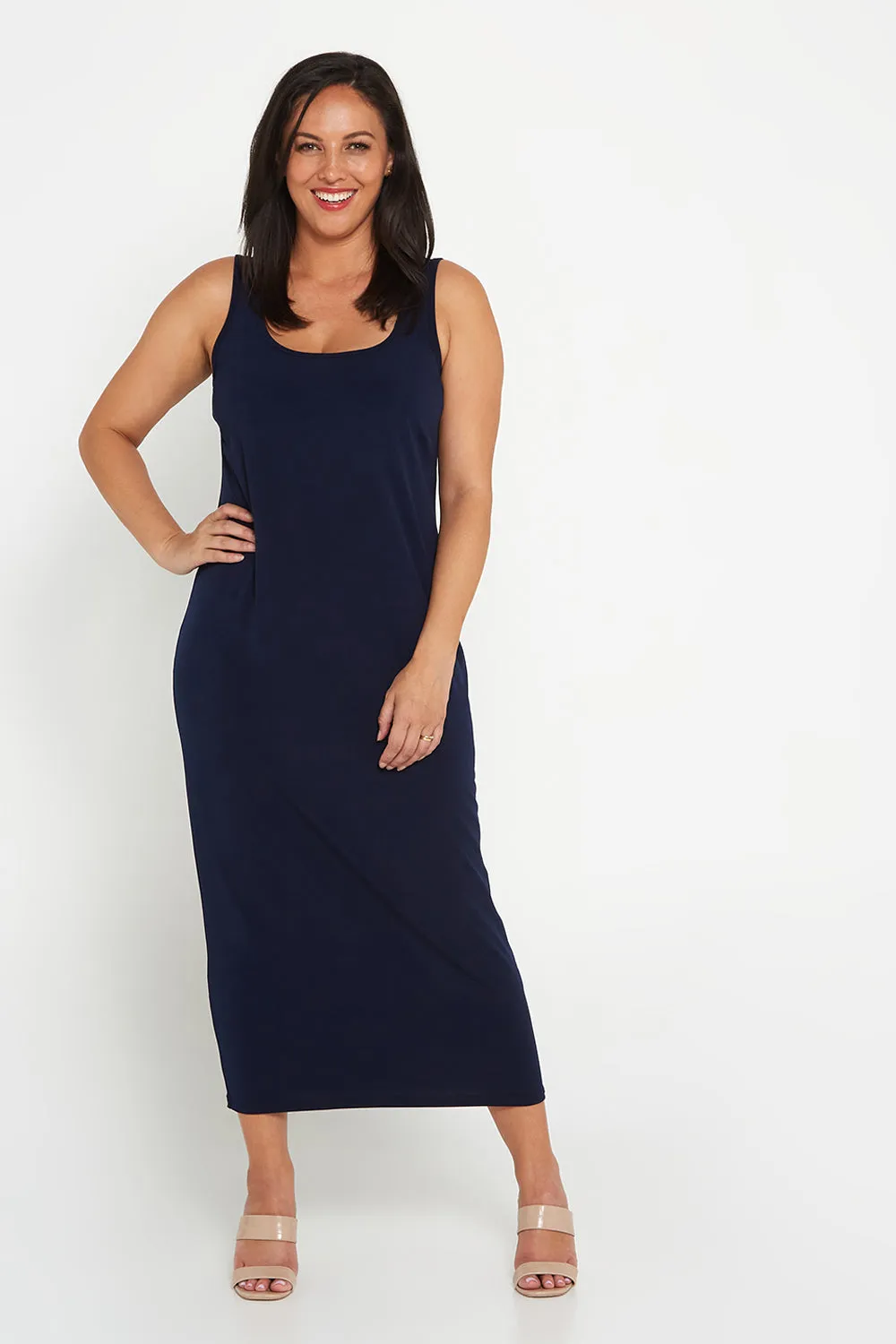 Amy Midi Stretch Slip - Dark Navy