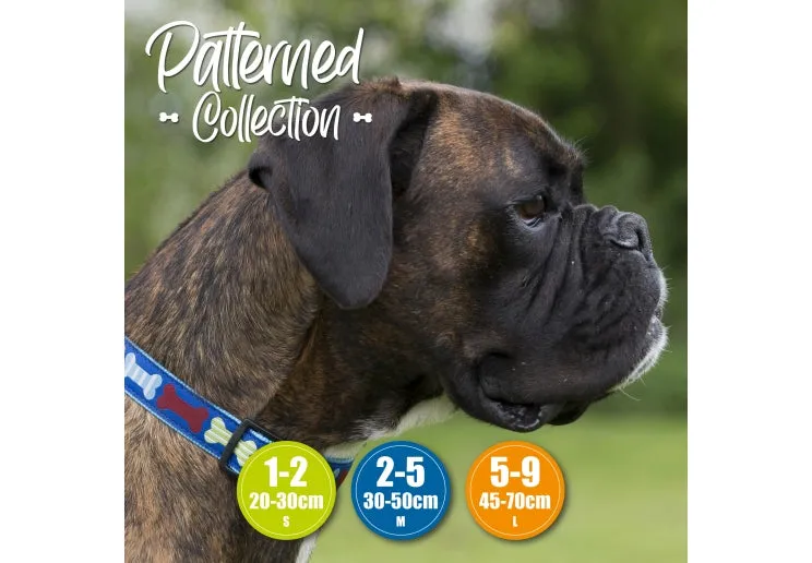 Ancol - Bone Patterned Adjustable Collar - Blue - 20-30cm