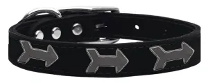 Arrow Widget Genuine Leather Dog Collar Black 14