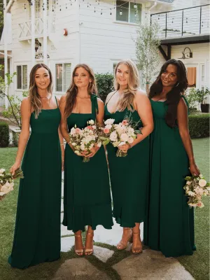 AVIANCA SHOULDER TIE BRIDAL MIDI DRESS - EMERALD