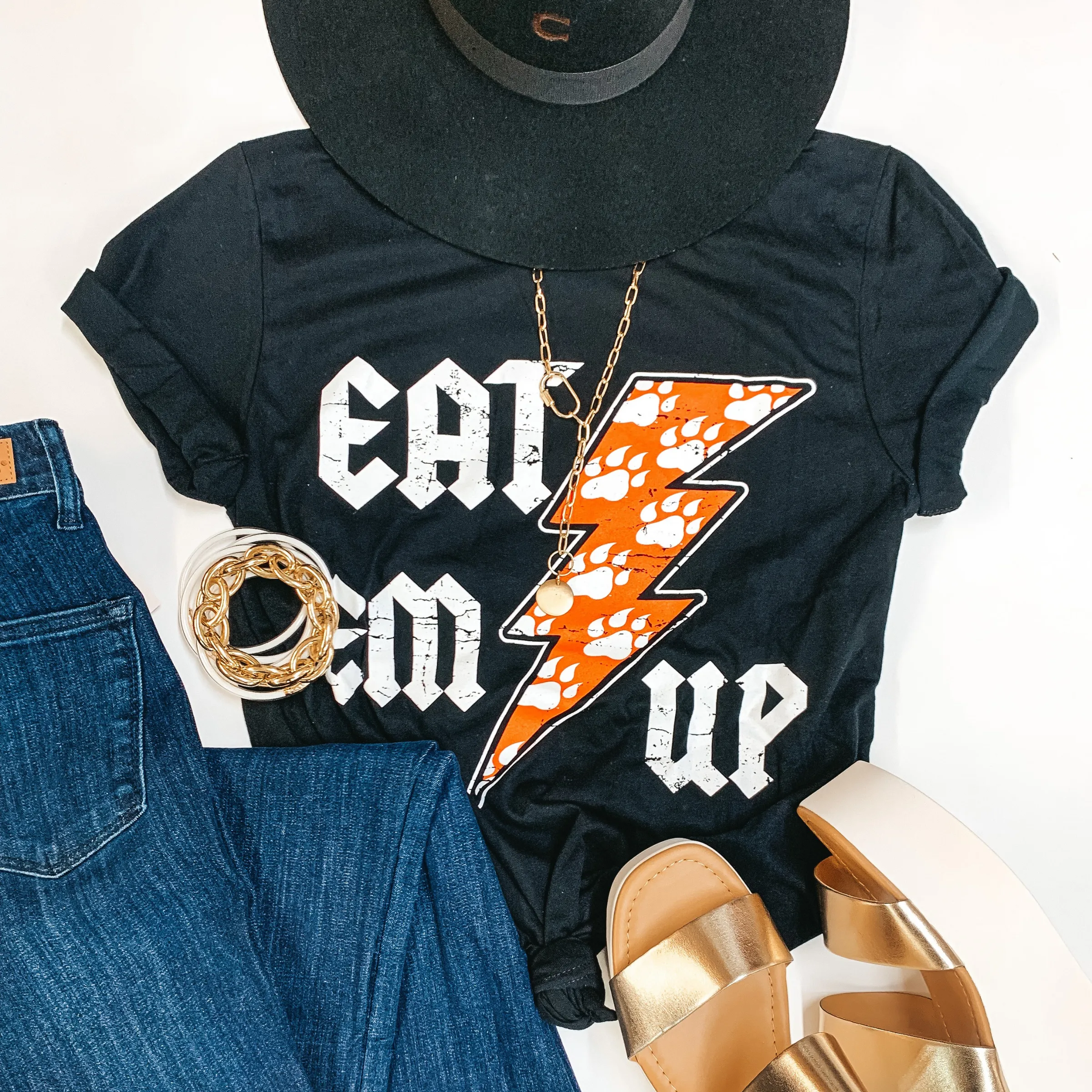 Bearkat Game Day | Eat 'Em Up Lightning Bolt Short Sleeve Graphic tee in Black