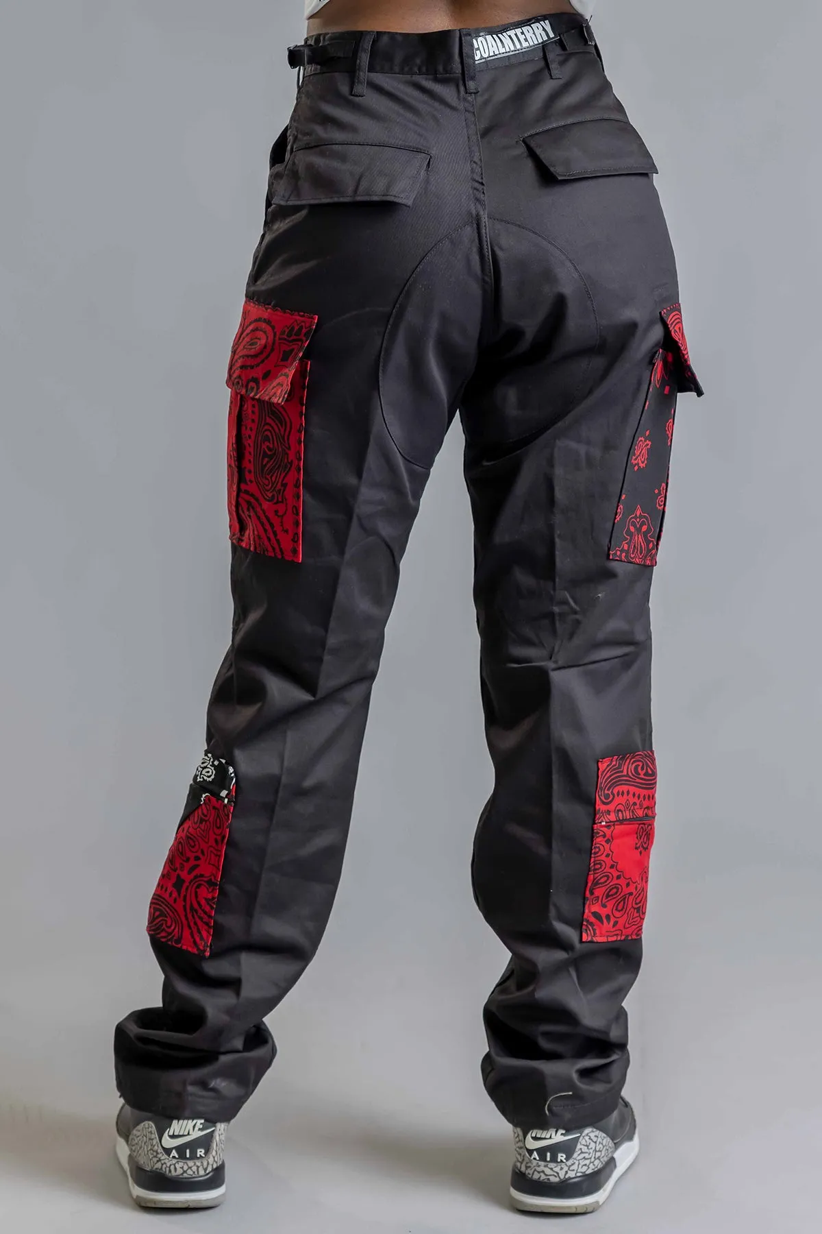 BLACK BANDANA PATCHWORK COMBAT PANT