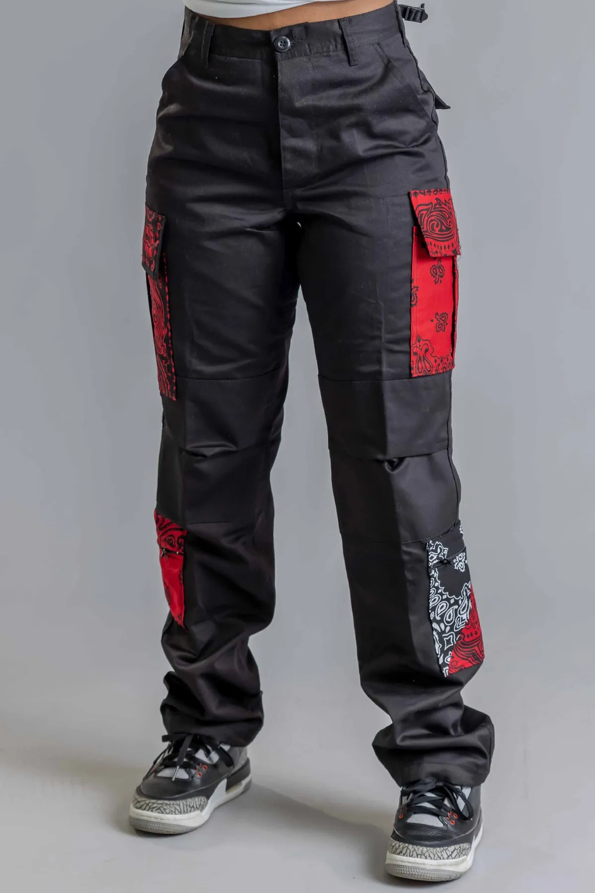 BLACK BANDANA PATCHWORK COMBAT PANT