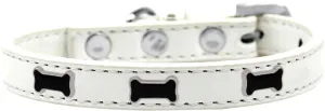 Black Bone Widget Dog Collar White Size 20