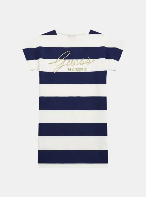 Blue Stripe Terry Short Sleeve Dress (7-16)