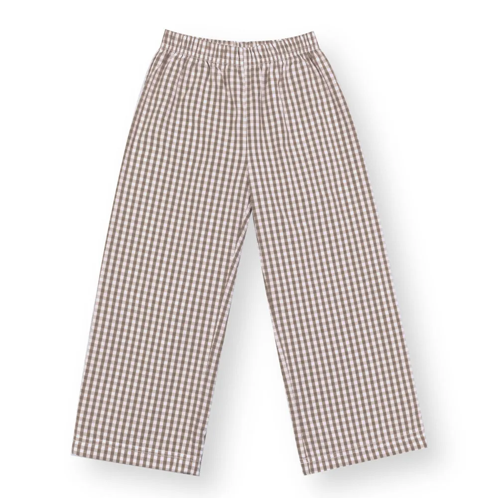 Boys Brown Gingham Pants