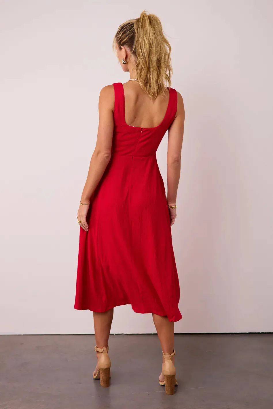 Carmela Midi Dress in Red - FINAL SALE