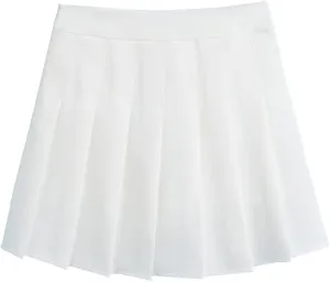 chouyatou Women's Simple High Waist All Around Pleated A-Line Skirt