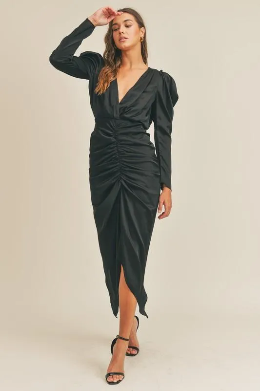 CHRISTINA SATIN MIDI DRESS