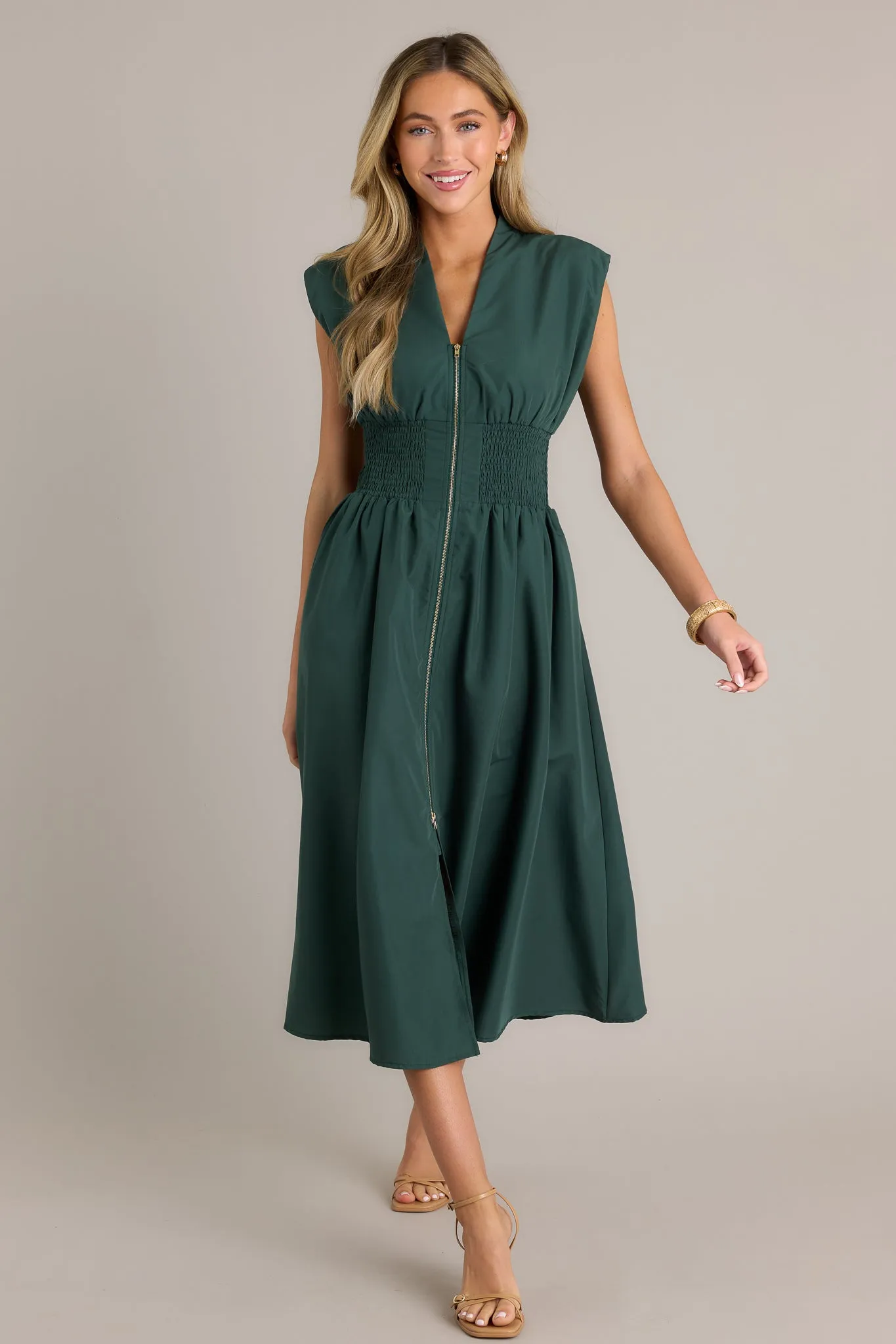 Circle Of Friends Hunter Green Midi Dress