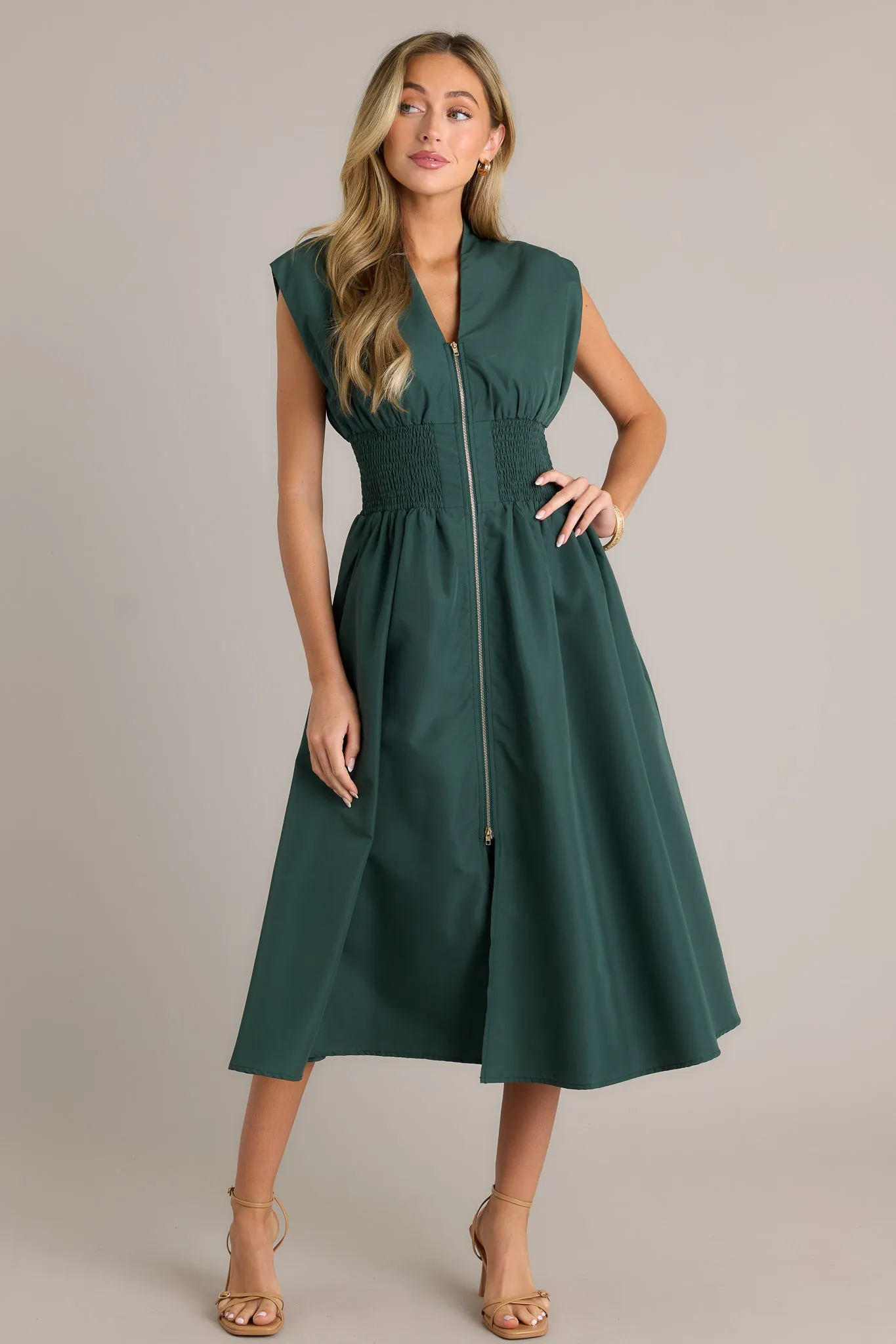 Circle Of Friends Hunter Green Midi Dress