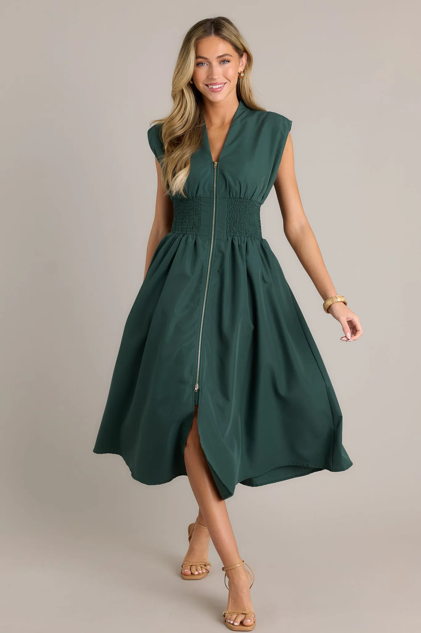 Circle Of Friends Hunter Green Midi Dress