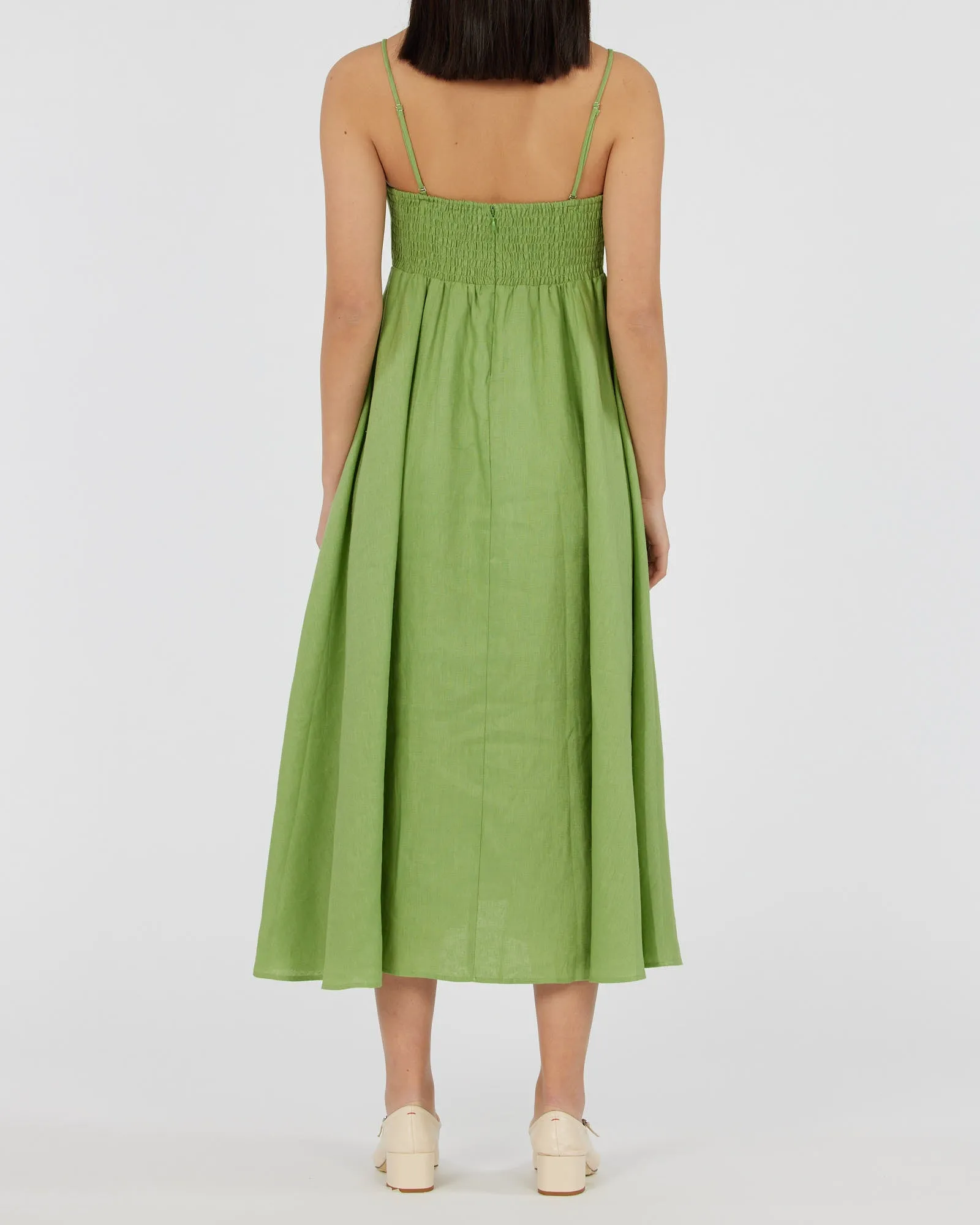 Corinna Linen Midi Dress - Leaf