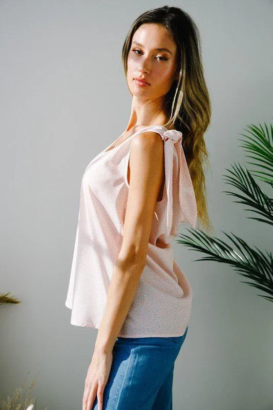 Cowl Neck Back V-Neck Tank Top