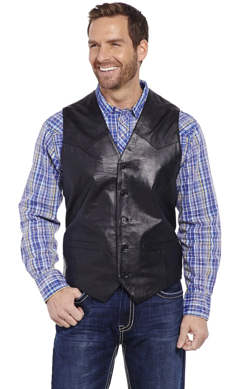 Cripple Creek Black Button Lamb Men's Vest