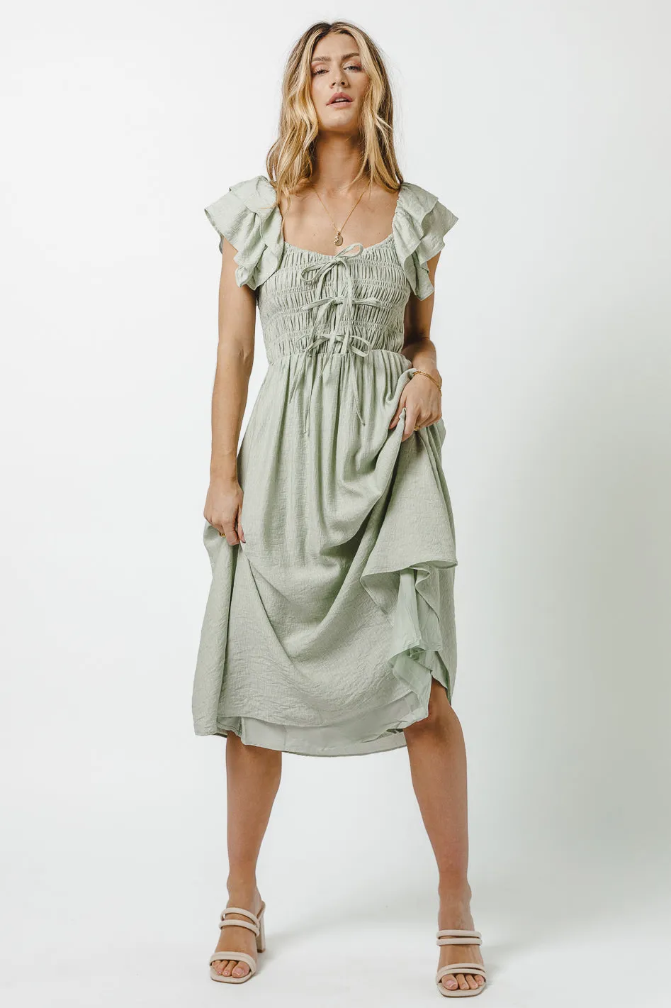 Dallas Midi Dress in Sage - FINAL SALE