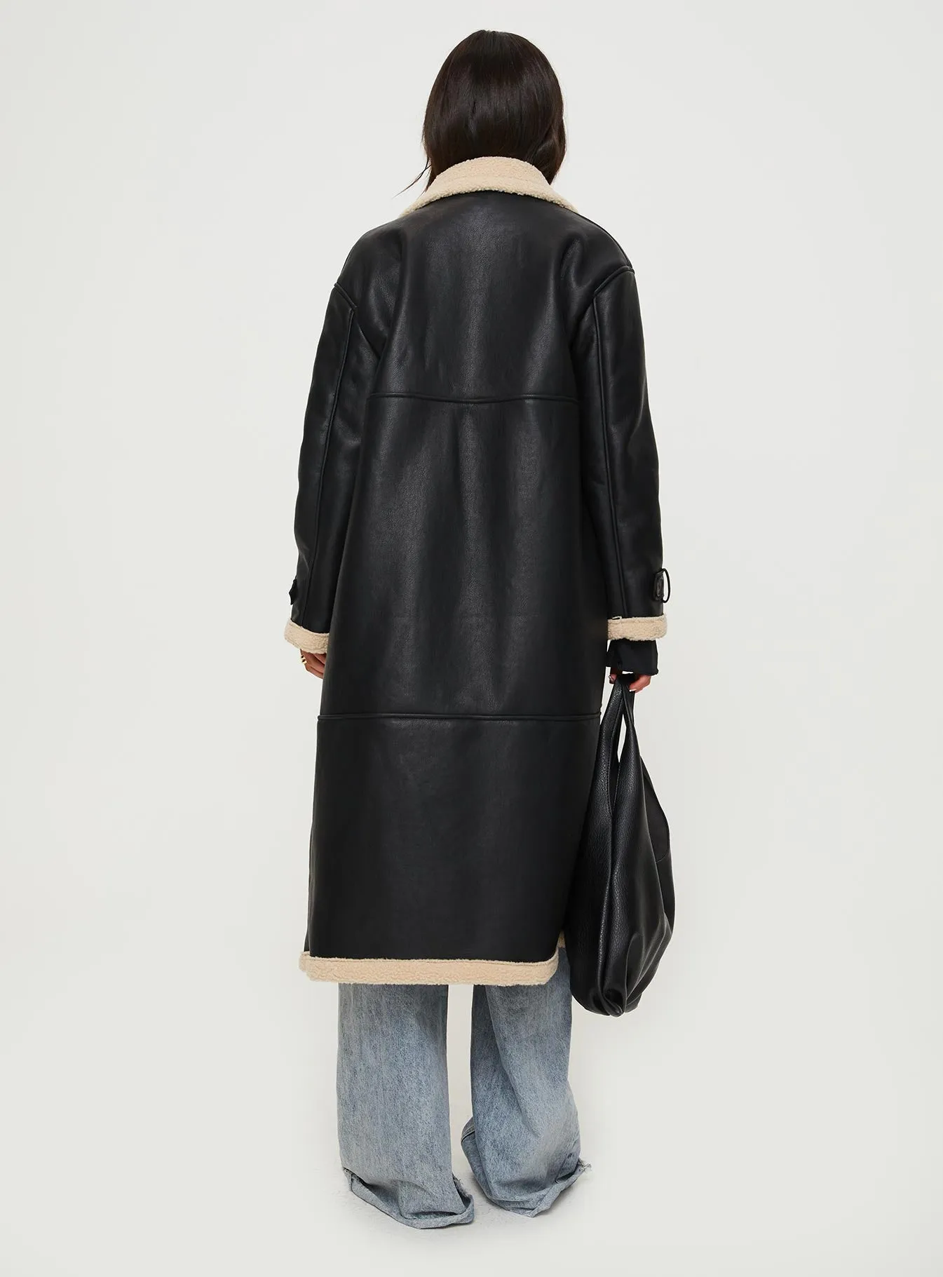 Day 'n' Night Longline Shearling Coat Black