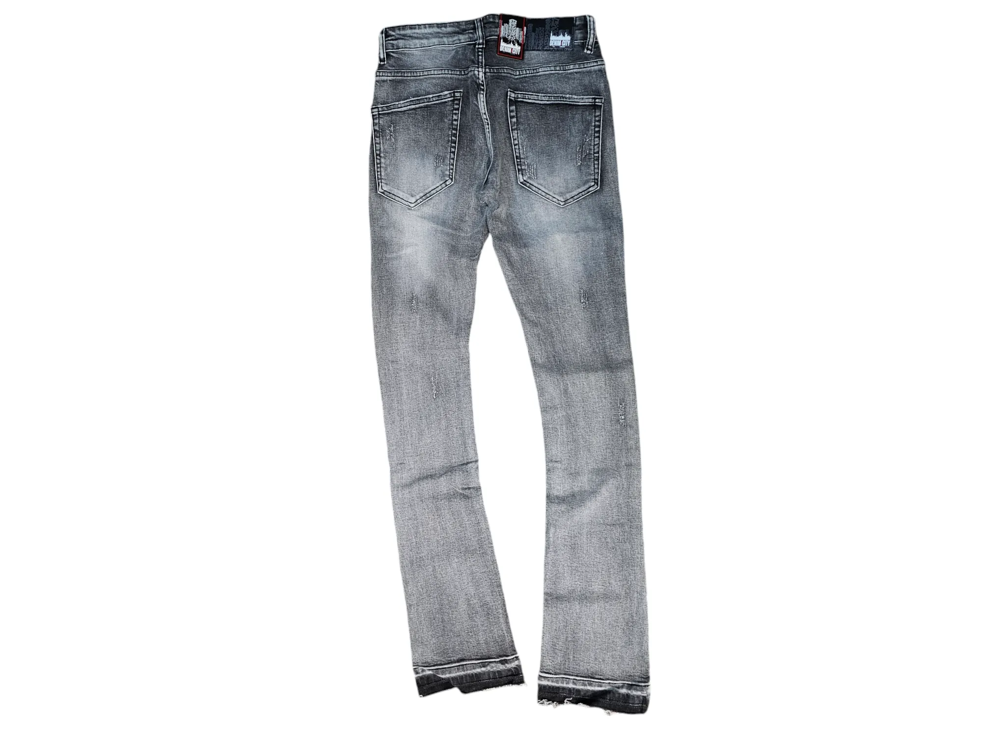 DENIM CITY STACKED JEANS BLACK & ROYAL LIGHTING GREY WASH MULTI COLORS