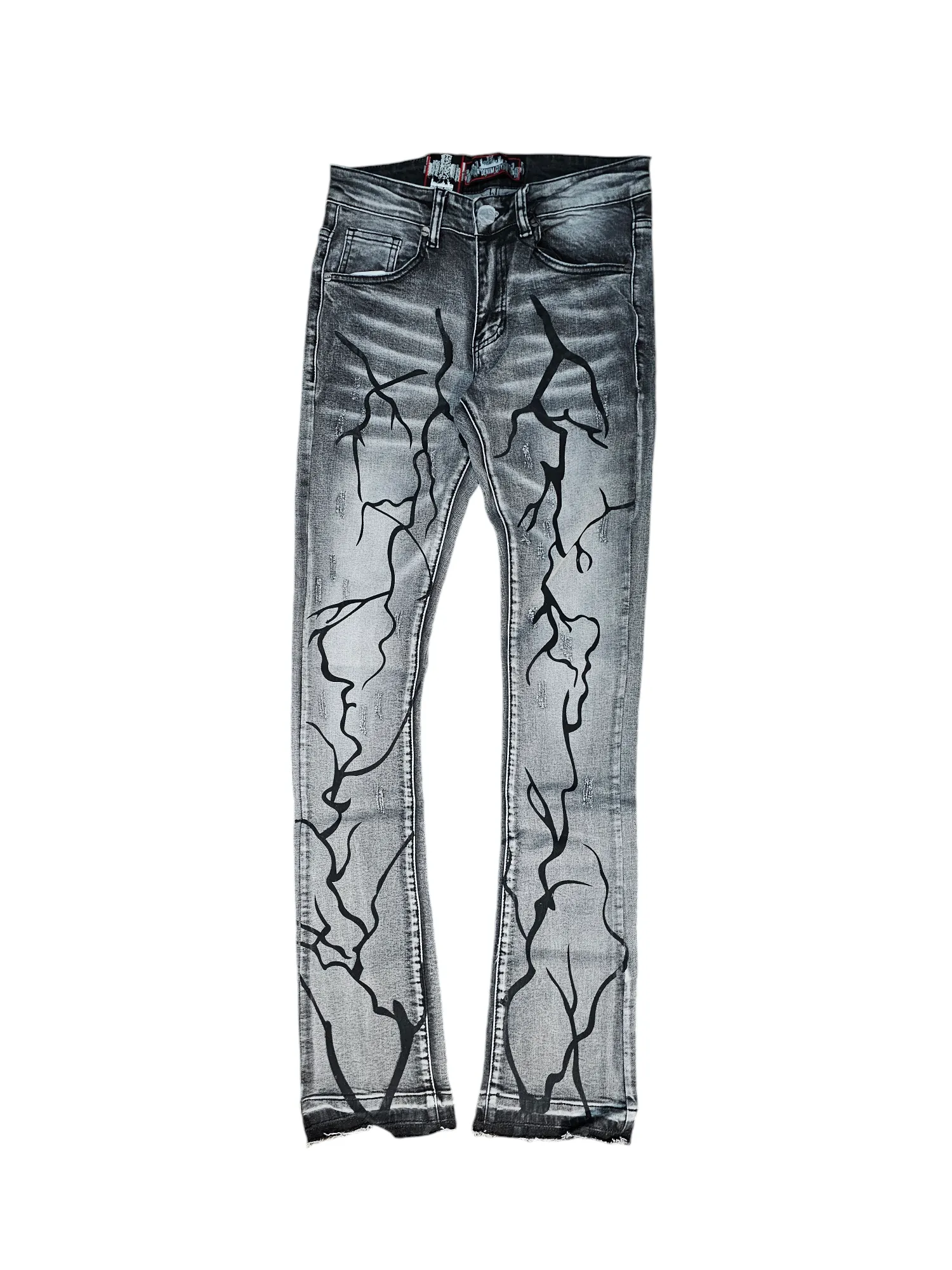 DENIM CITY STACKED JEANS BLACK & ROYAL LIGHTING GREY WASH MULTI COLORS