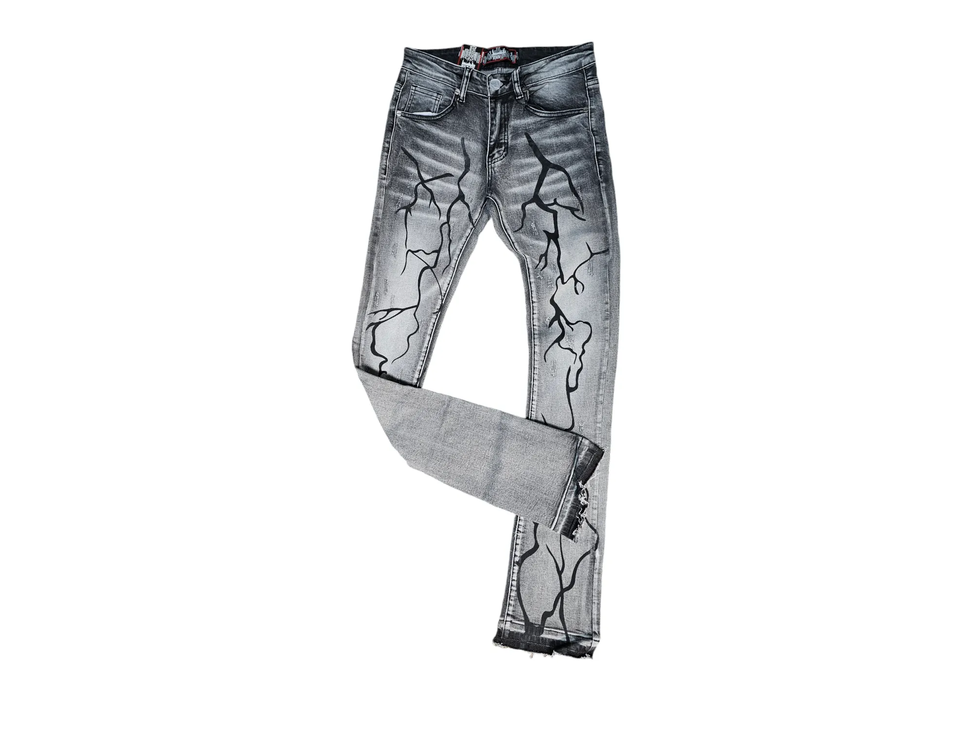 DENIM CITY STACKED JEANS BLACK & ROYAL LIGHTING GREY WASH MULTI COLORS