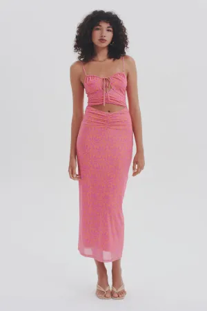 Desire Mesh Midi Pink Palm