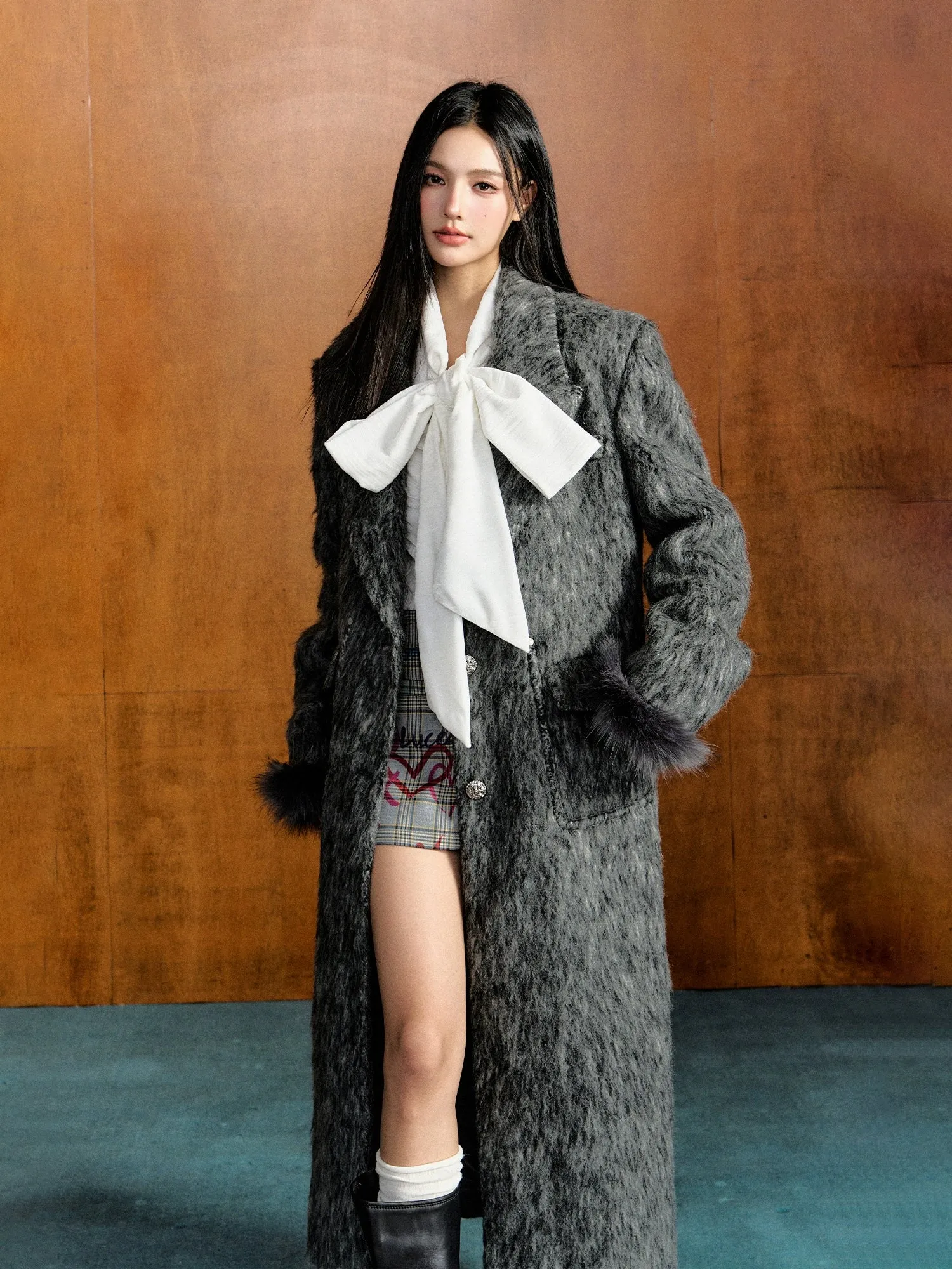 Detachable Fur Collar Wool Coat