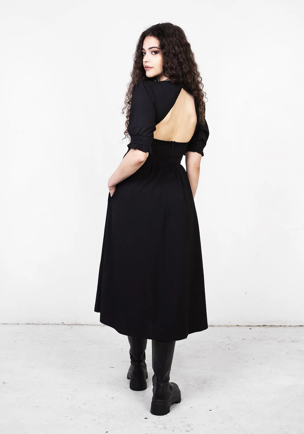 DIVINATION TEXTURED MIDI DRESS