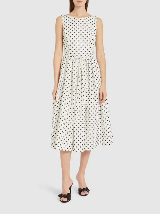 Dolce&amp;Gabbana   Polka dots sleeveless cotton midi dress 