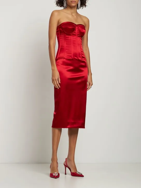 Dolce&amp;Gabbana   Stretch satin corset midi dress 