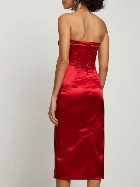 Dolce&amp;Gabbana   Stretch satin corset midi dress 