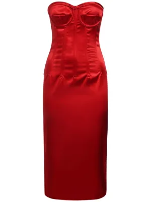 Dolce&amp;Gabbana   Stretch satin corset midi dress 