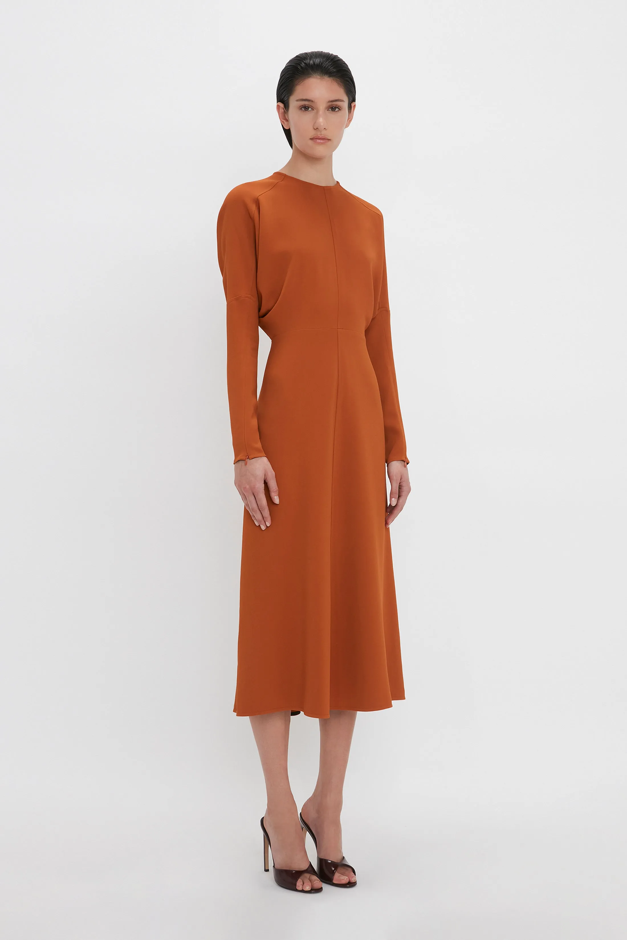 Dolman Midi Dress In Russet