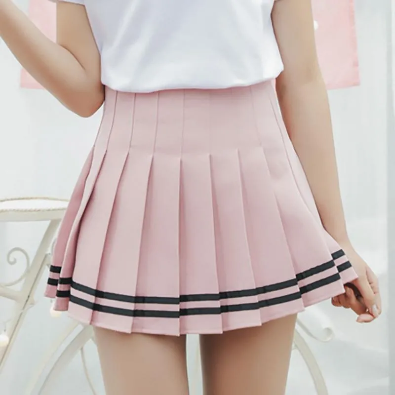 Double Striped Pleated Skirts SD01004