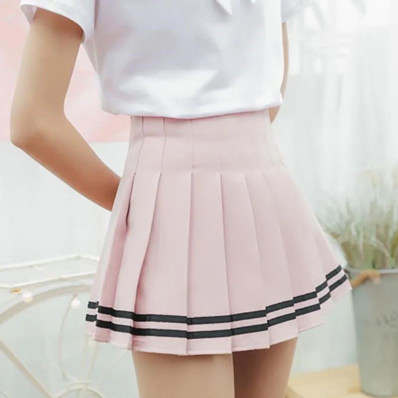 Double Striped Pleated Skirts SD01004