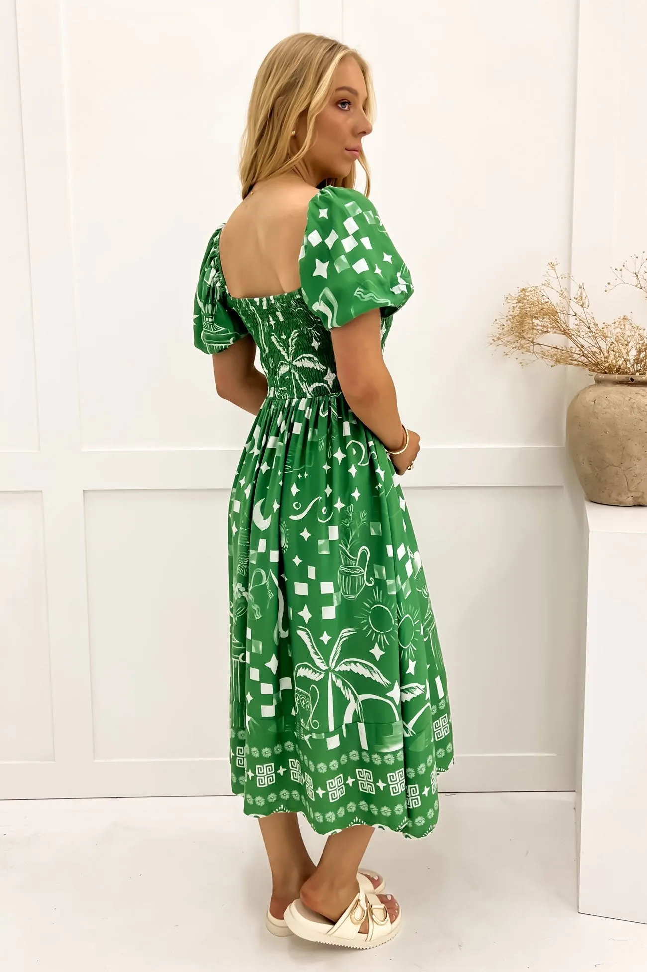 Elina Midi Dress Green Noosa