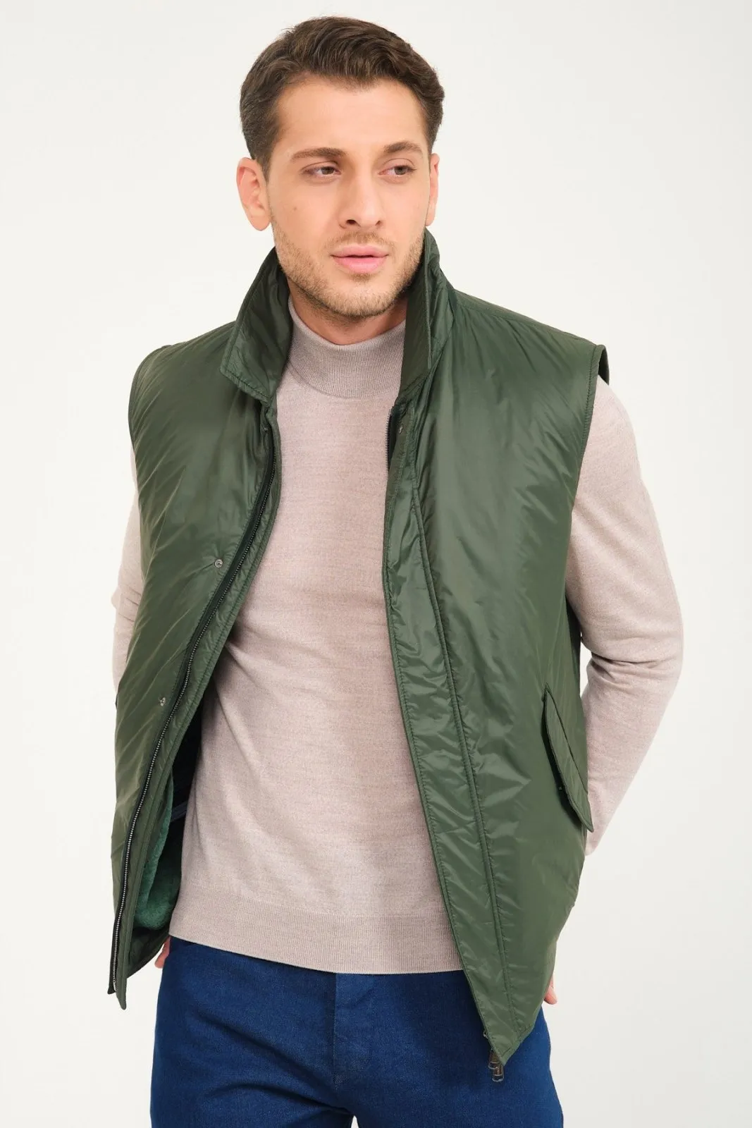 Emerald Green Waterproof & Rex Fur Vest