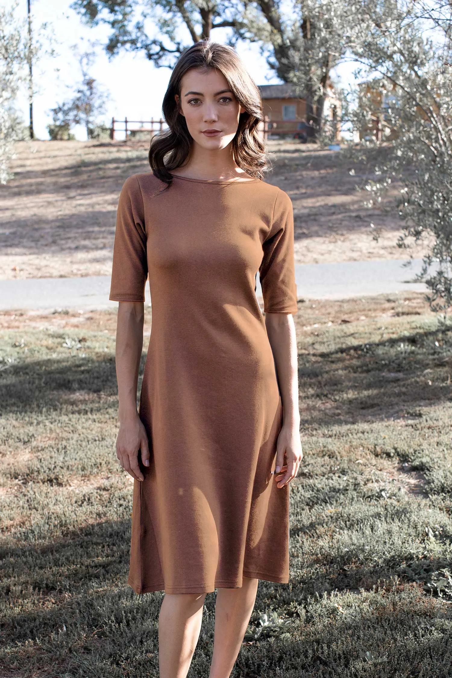 Essential Boatneck Midi Dress With Pockets